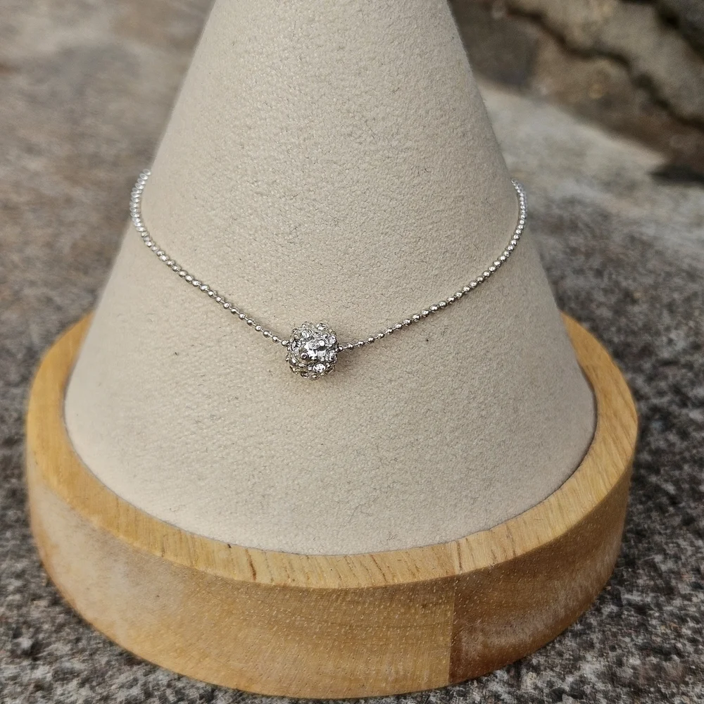 Claire's Silver Bracelet with Crystal Charm